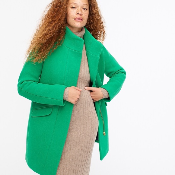 New nwt 🌻cocoon coat Italian stadium-cloth wool in green J8375 sz 00P petite